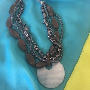 2 blue/green costume jewelry necklaces.